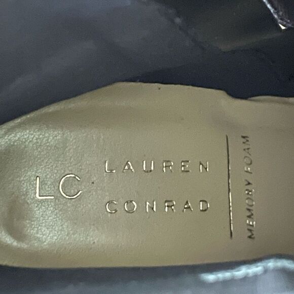 LC Lauren Conrad Halima Stacked Heel Boots Black Faux Suede Round Toe Ankle Boot - Picture 11 of 11